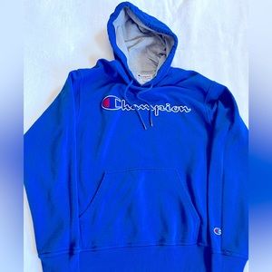 MENS BLUE CHAMPION HOODIE SZ MEDIUM